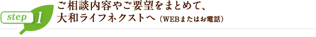 step1 ご相談内容やご要望をまとめて、大和ライフネクストへ